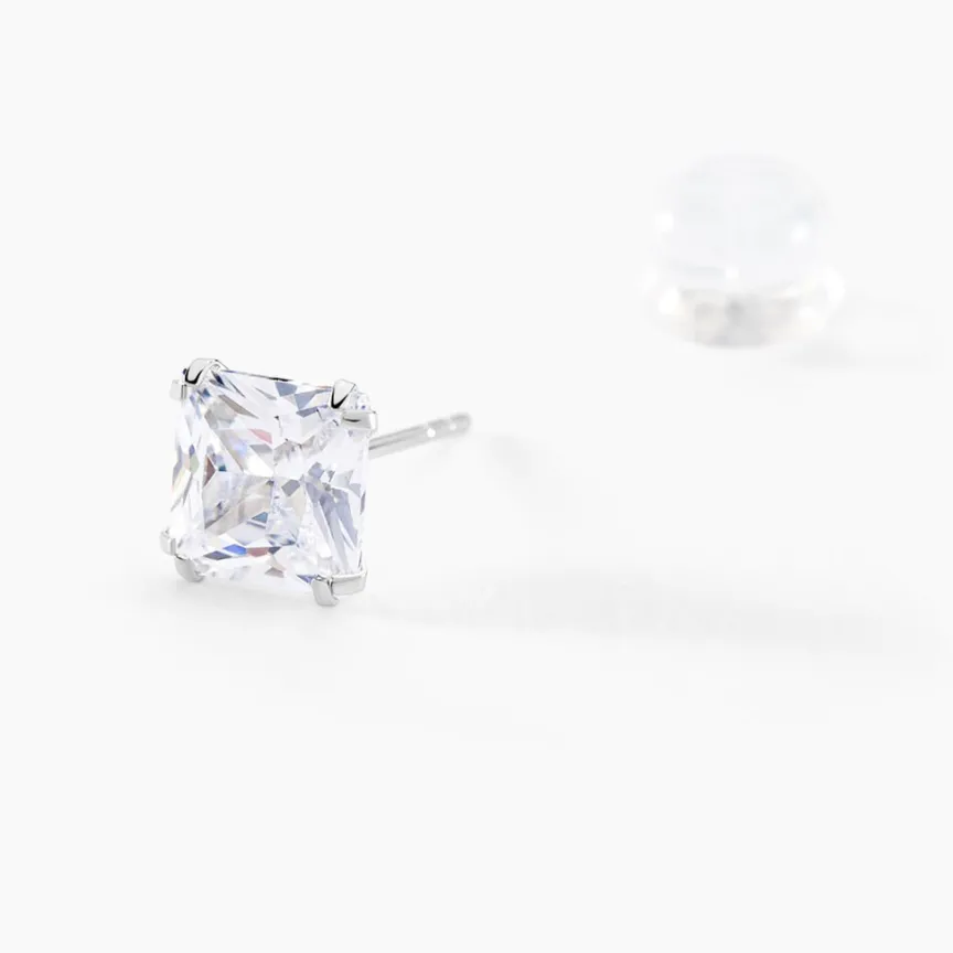 Boucles D'oreilles Puces Or Blanc Doreen Oxydes De Zirconium-Histoire d'Or Best