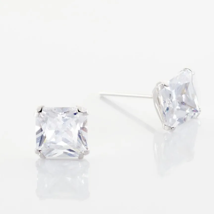 Boucles D'oreilles Puces Or Blanc Doreen Oxydes De Zirconium-Histoire d'Or Best