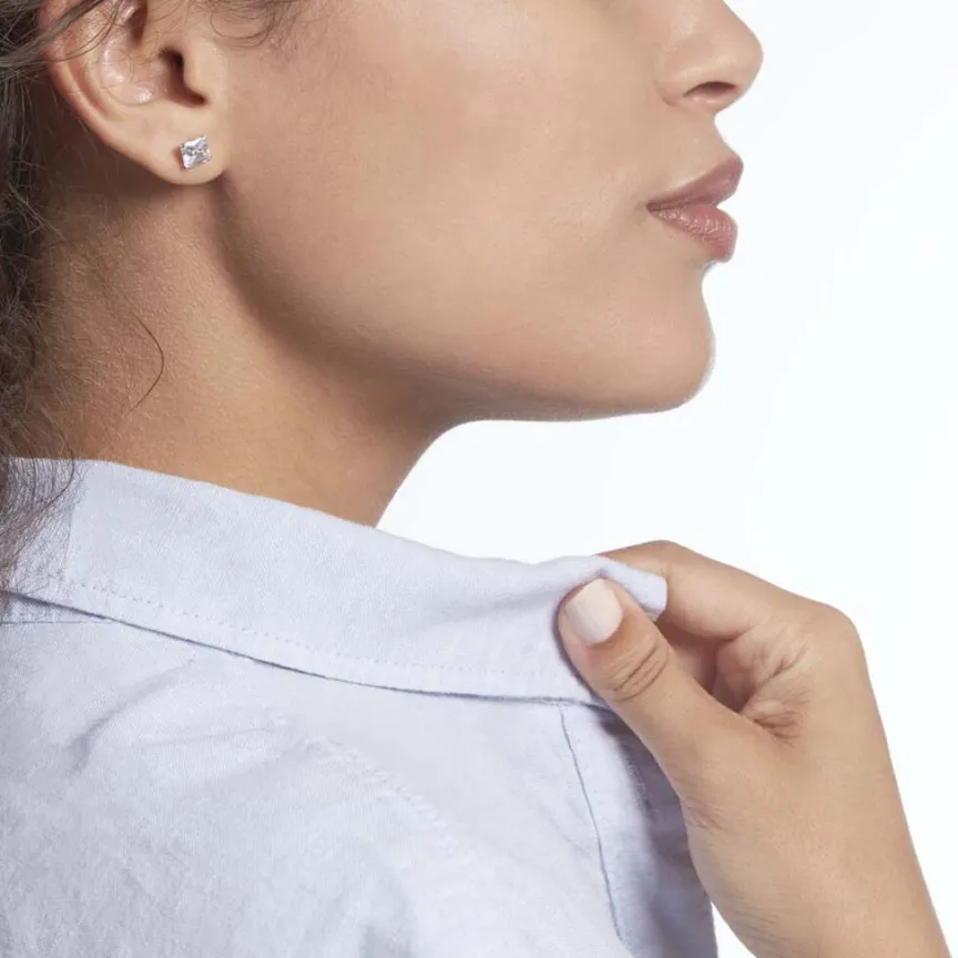 Boucles D'oreilles Puces Or Blanc Doreen Oxydes De Zirconium-Histoire d'Or Best