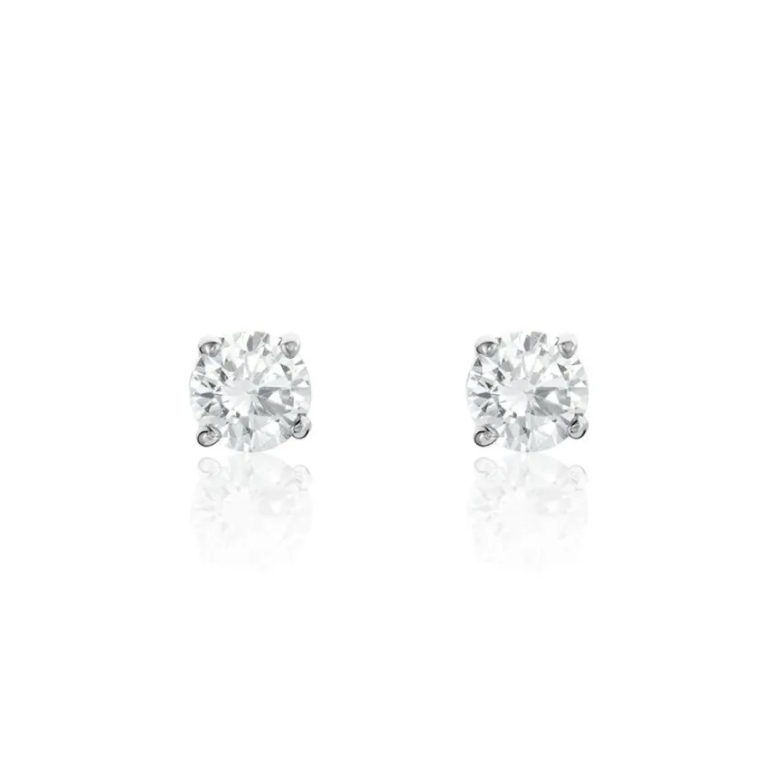 Boucles D'oreilles Puces Or Blanc Katherina Oxyde De Zirconium-Histoire d'Or Sale