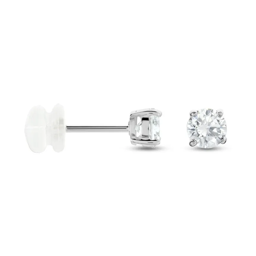 Boucles D'oreilles Puces Or Blanc Katherina Oxyde De Zirconium-Histoire d'Or Sale