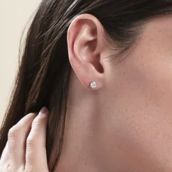 Boucles D'oreilles Puces Or Blanc Katherina Oxyde De Zirconium-Histoire d'Or Sale