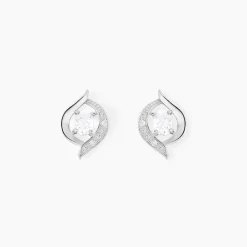 Boucles D'oreilles Puces Or Blanc Lydia Oxydes De Zirconium-Histoire d'Or Online