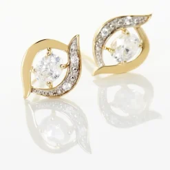 Boucles D'oreilles Puces Or Blanc Lydia Oxydes De Zirconium-Histoire d'Or Online