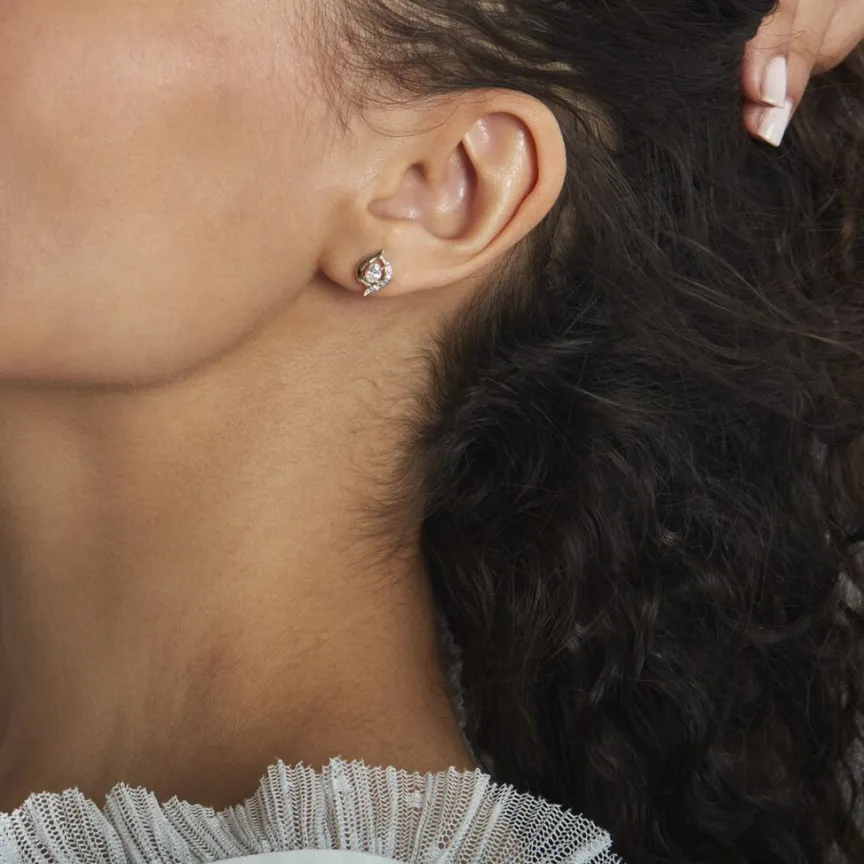 Boucles D'oreilles Puces Or Blanc Lydia Oxydes De Zirconium-Histoire d'Or Online