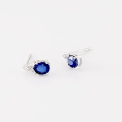 Boucles D'oreilles Puces Or Blanc Marie Saphirs Diamants-Histoire d'Or Discount