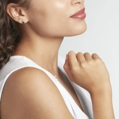 Boucles D'oreilles Puces Or Blanc Marie Saphirs Diamants-Histoire d'Or Discount