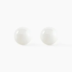 Boucles D'oreilles Puces Orbe Argent Blanc Céramique-Histoire d'Or Outlet