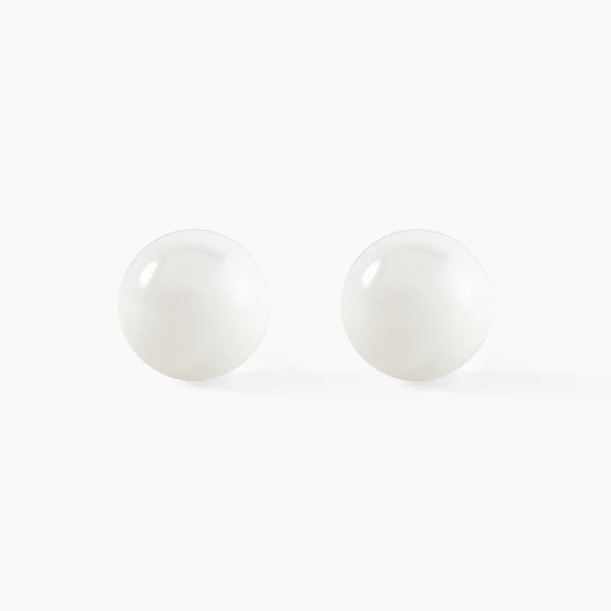Boucles D'oreilles Puces Orbe Argent Blanc Céramique-Histoire d'Or Outlet
