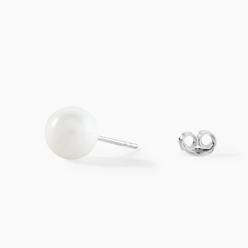 Boucles D'oreilles Puces Orbe Argent Blanc Céramique-Histoire d'Or Outlet