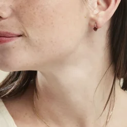 Histoire d'Or Boucles D'oreilles Puces Or Rose Clothilde Rhodolite