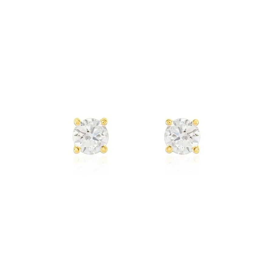 Histoire d'Or Boucles D'oreilles Puces Or Jaune Aphrodite Diamants