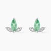 Boucles D'oreilles Puces Or Blanc Febe Emeraude Diamant-Histoire d'Or Outlet