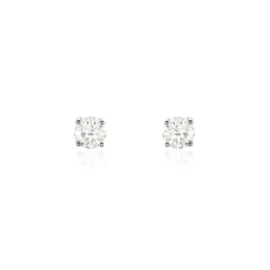 Histoire d'Or Boucles D'oreilles Puces Or Blanc Diamants Synthétique