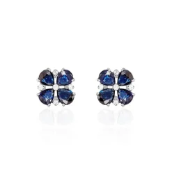 Histoire d'Or Boucles D'oreilles Puces Or Laura Blanc Saphir Et Diamant