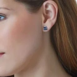 Histoire d'Or Boucles D'oreilles Puces Or Laura Blanc Saphir Et Diamant