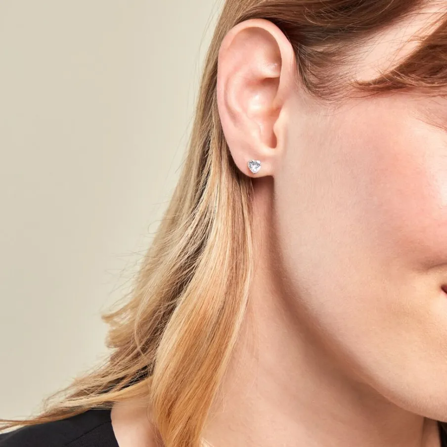 Histoire d'Or Boucles D'oreilles Puces Or Blanc Katherine Oxyde De Zirconium