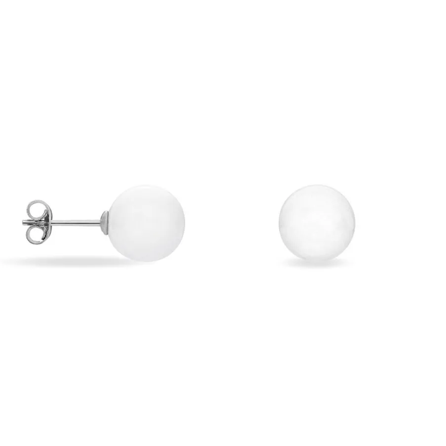 Histoire d'Or Boucles D'oreilles Puces Orbe Argent Blanc Céramique