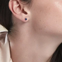 Histoire d'Or Boucles D'oreilles Puces Or Blanc Isador Saphir