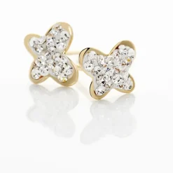 Boucles D'oreilles Puces Or Jaune Cercis Strass-Histoire d'Or New