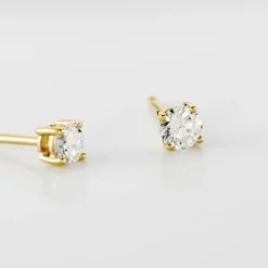 Histoire d'Or Boucles D'oreilles Puces Or Jaune Diamants Synthetique