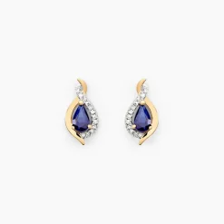 Histoire d'Or Boucles D'oreilles Puces Or Jaune Angelika Saphir