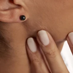 Boucles D'oreilles Puces Orbe Argent Blanc Céramique-Histoire d'Or Outlet