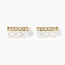 Histoire d'Or Boucles D'oreilles Puces Or Jaune Patxi Perles Oxydes