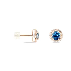 Boucles D'oreilles Puces Or Rose Maeva Topazes Oxydes De Zirconium-Histoire d'Or Hot