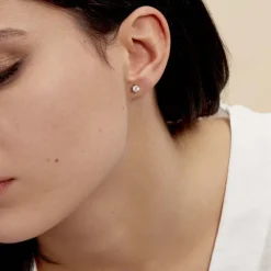 Boucles D'oreilles Puces Petrine Argent Blanc Oxyde De Zirconium-Histoire d'Or Clearance