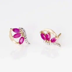 Boucles D'oreilles Puces Petale Et Diamant-Histoire d'Or New