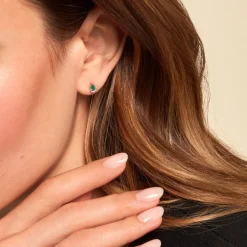 Histoire d'Or Boucles D'oreilles Puces Parry Or Jaune Emeraude Diamant