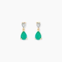 Histoire d'Or Boucles D'Oreilles Puces Porfirio Or Jaune Emeraude Diamant