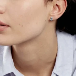 Boucles D'oreilles Puces Prudencia Or Blanc Topaze-Histoire d'Or Clearance