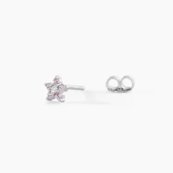 Boucles D'oreilles Puces Purple Bloom Argent Blanc Oxyde De Zirconium-Histoire d'Or Sale