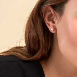 Histoire d'Or Boucles D'oreilles Puces Pearly Or Jaune Perle De Culture Oxyde