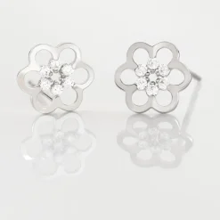 Boucles D'oreilles Puces Philine Fleur De Zirconium-Histoire d'Or Sale