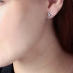 Boucles D'oreilles Puces Philine Fleur De Zirconium-Histoire d'Or Sale