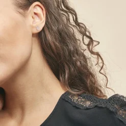 Boucles D'oreilles Puces Philine Fleur De Zirconium-Histoire d'Or Sale