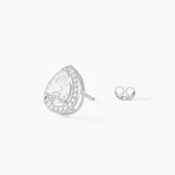 Boucles D'oreilles Puces Pilar Argent Blanc Oxyde De Zirconium-Histoire d'Or Clearance