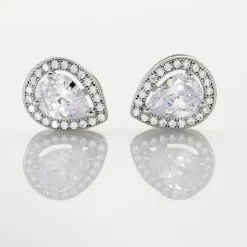 Boucles D'oreilles Puces Pilar Argent Blanc Oxyde De Zirconium-Histoire d'Or Clearance