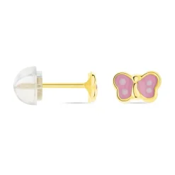 Histoire d'Or Boucles D'oreilles Puces Papillon Rose Or Jaune