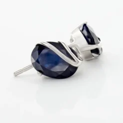 Histoire d'Or Boucles D'oreilles Puces Prudencia Or Blanc Saphir