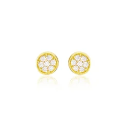 Boucles D'oreilles Puces Pastille Serti Clos Or Jaune Oxyde-Histoire d'Or Discount