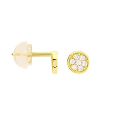 Boucles D'oreilles Puces Pastille Serti Clos Or Jaune Oxyde-Histoire d'Or Discount