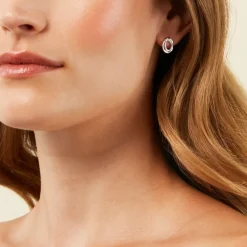 Boucles D'Oreilles Puces Paros Argent Blanc-Histoire d'Or New