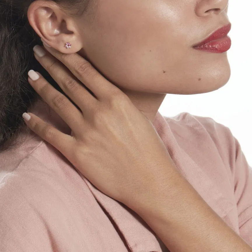 Boucles D'oreilles Puces Pavel Argent Rose Oxyde De Zirconium-Histoire d'Or Outlet