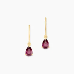 Boucles D'oreilles Puces Rhodolite Kayline Or Jaune Rhodolite-Histoire d'Or Outlet