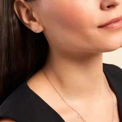 Boucles D'oreilles Puces Rio Argent Rose Oxyde-Histoire d'Or Discount