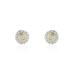 Histoire d'Or Boucles D'oreilles Puces Rosangela Or Bicolore Diamant Blanc